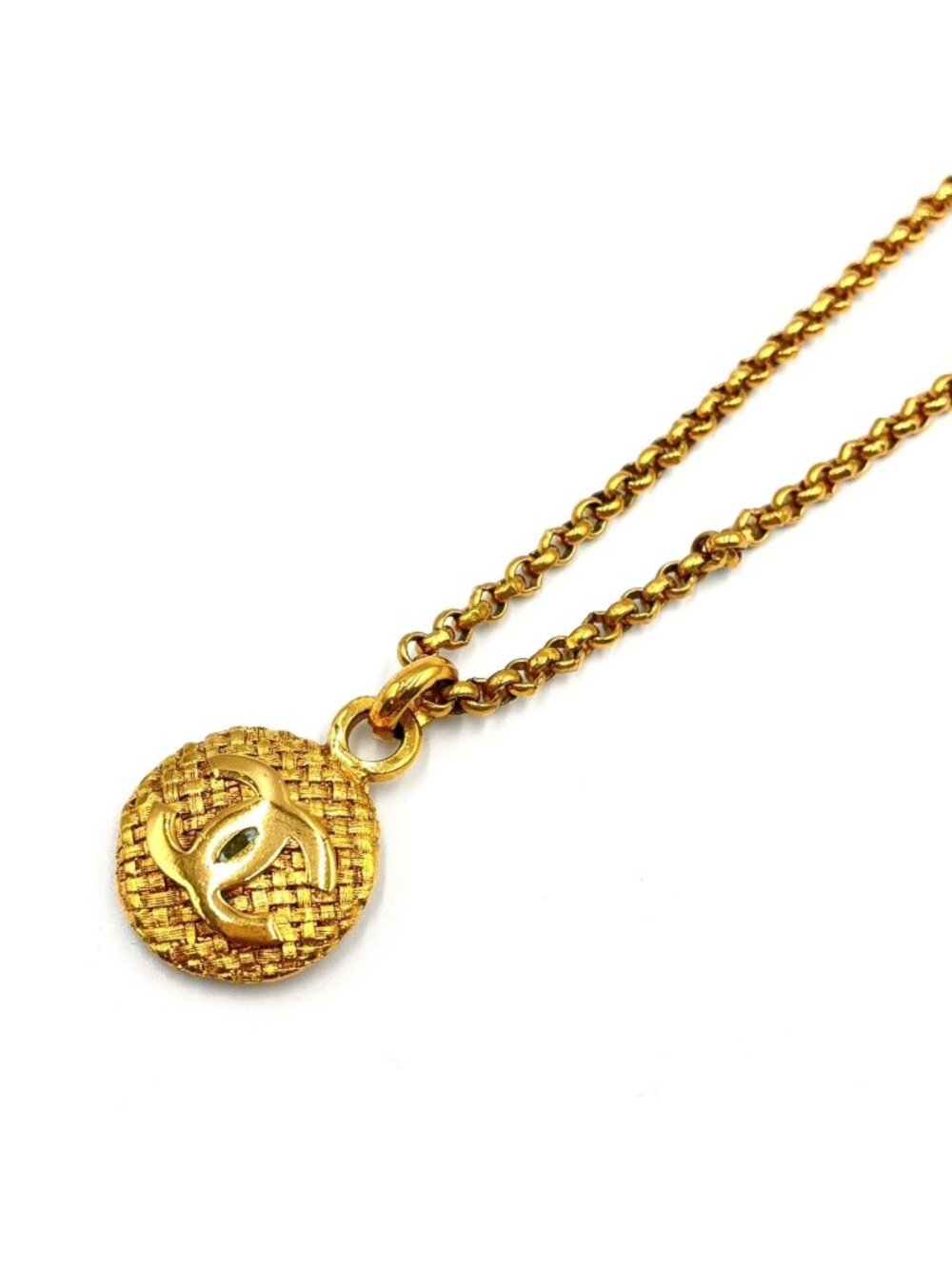 Chanel CC Logo Braided Motif Gold Plated Necklace